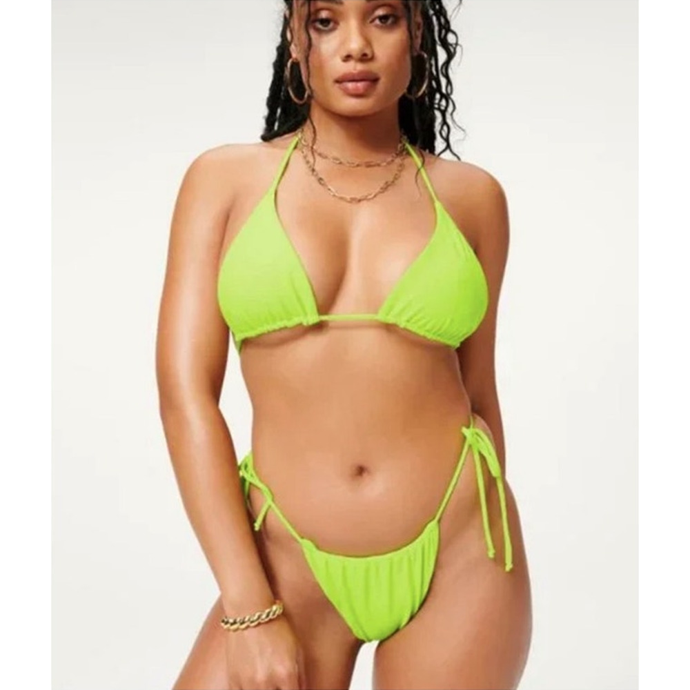 Good American Size Large Tiny Ties Swim Bottom Electric Lime Size 3 - Picture 4 of 6